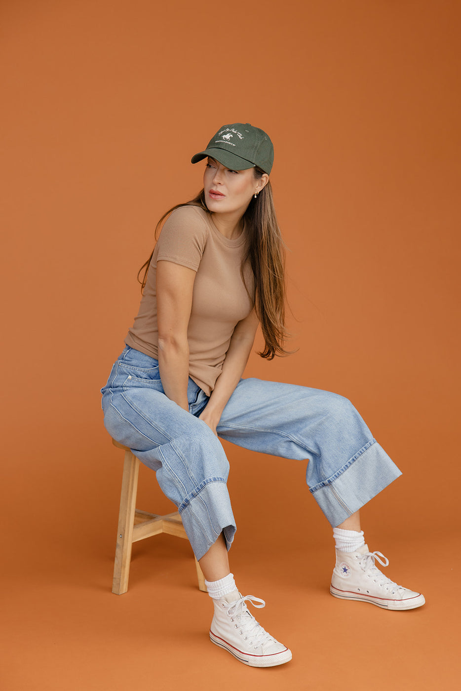 Easy Day Wide Leg Cuffed Jeans