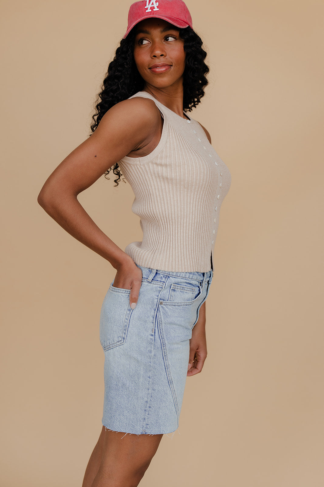 Golden Glow Button Tank