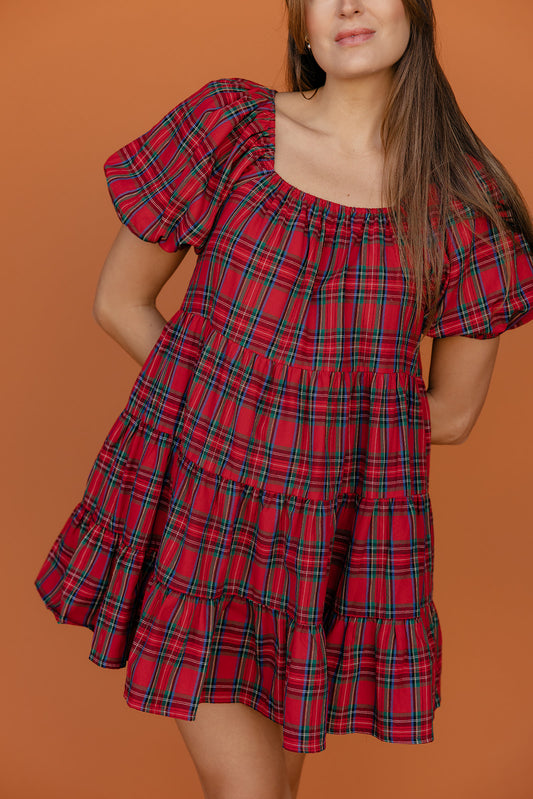 Sugarplum Plaid Mini Dress