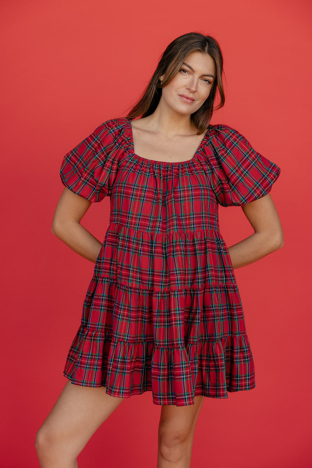 Sugarplum Plaid Mini Dress