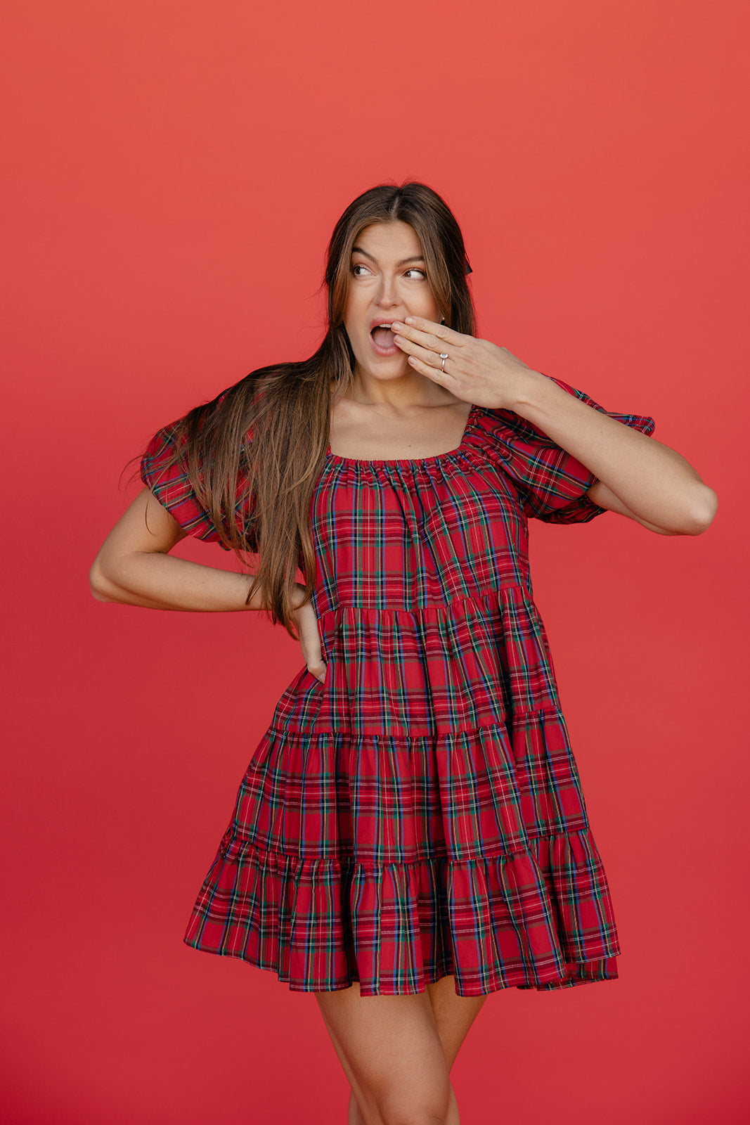 Sugarplum Plaid Mini Dress