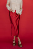 Ruby Flame Satin Skirt