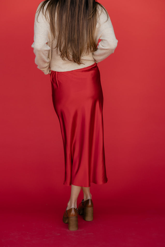 Ruby Flame Satin Skirt
