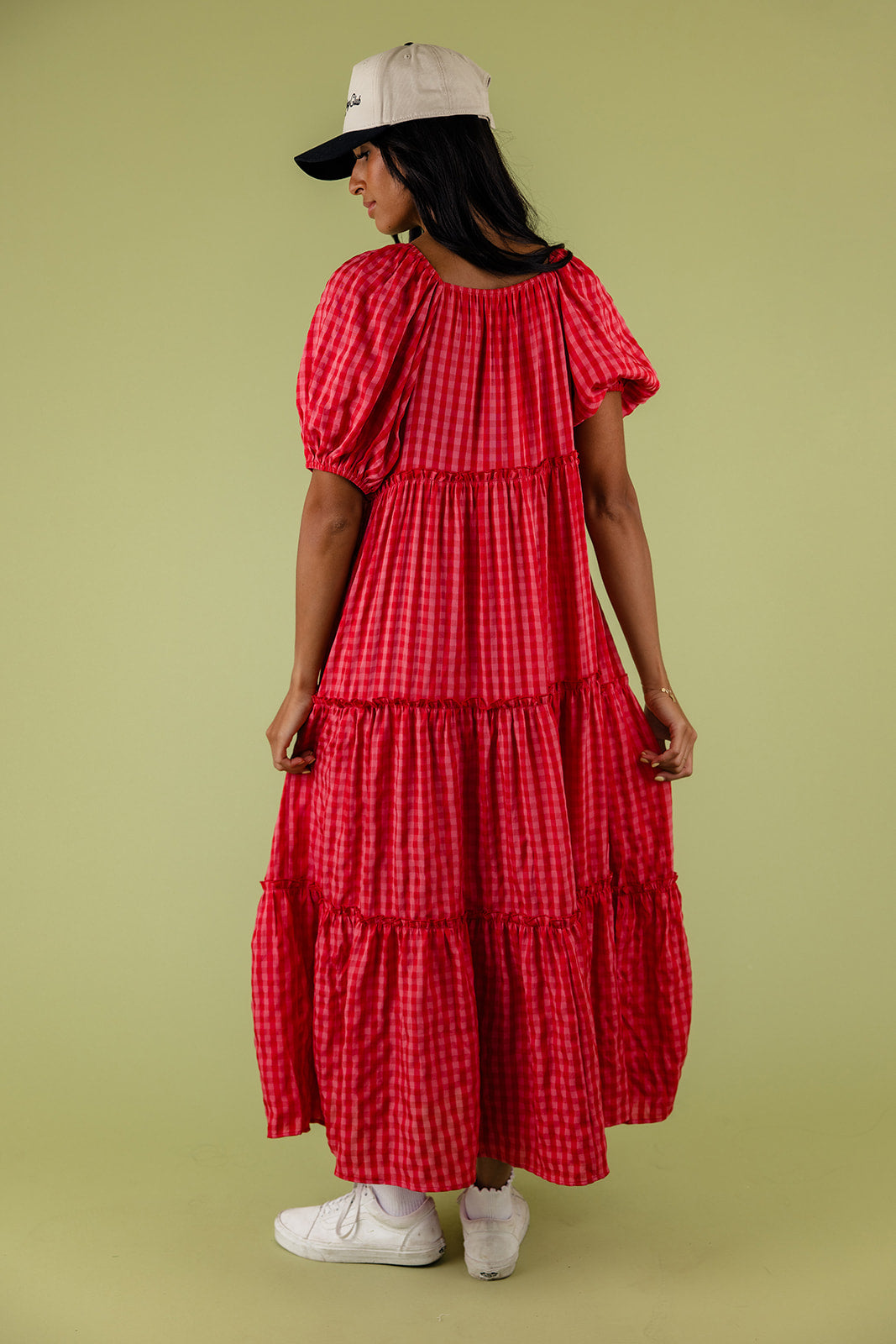 Audie Gingham Tiered Maxi