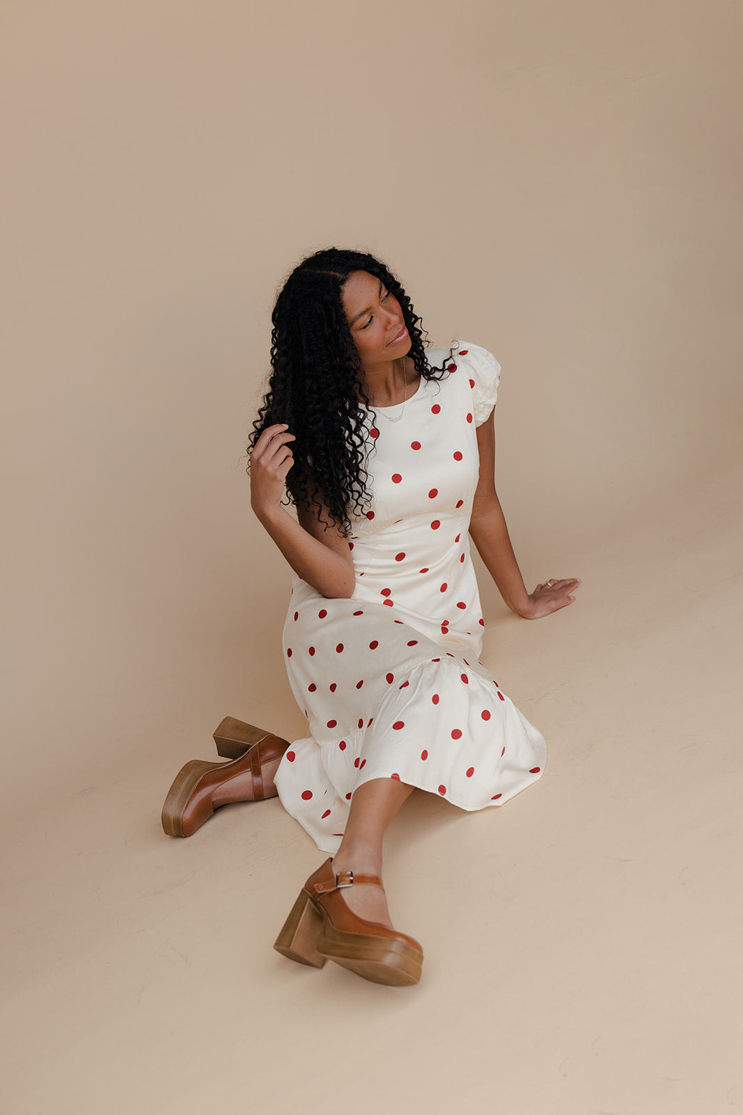 Amelie Polkadot Midi Dress