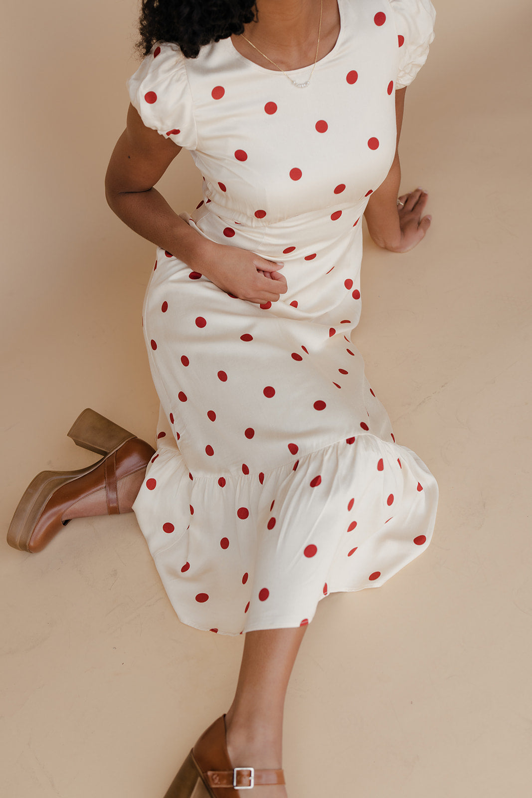 Amelie Polkadot Midi Dress