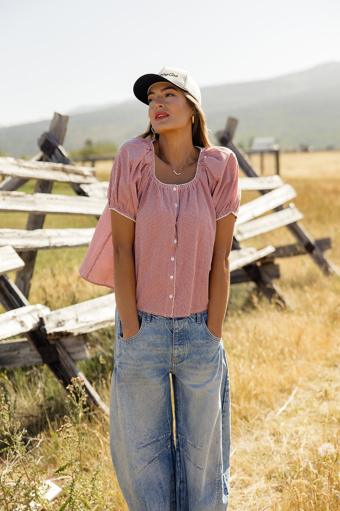 Long Stem Roses Button Down Blouse