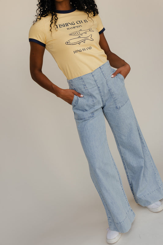 Free People Breezy Denim Pull On Pants