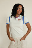 Woman wearing a Madrid t-shirt