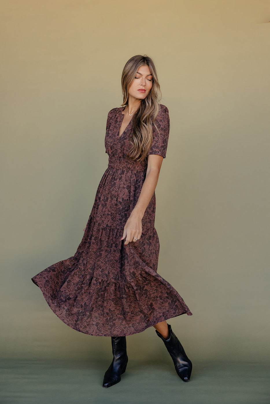 Autumn Whispers Midi Dress