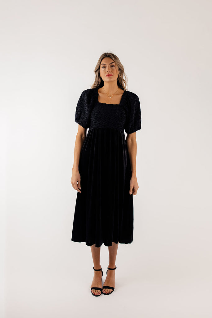 SALT Vivienne Puff Sleeve Velvet Dress