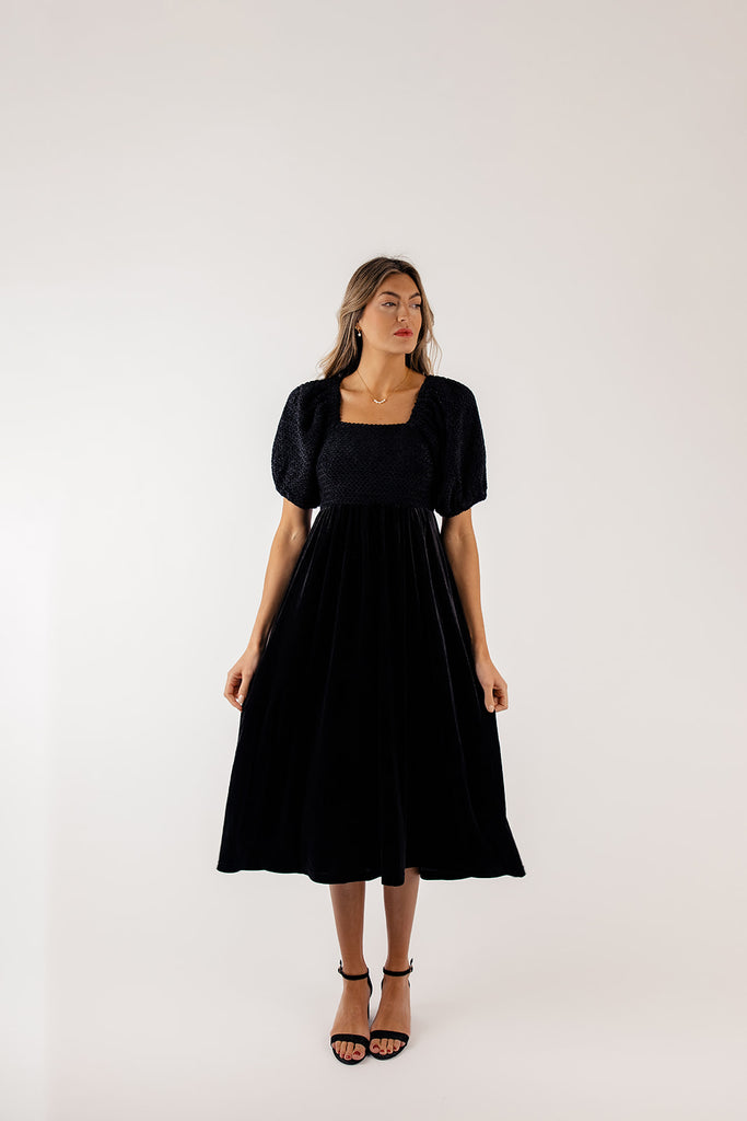 SALT Vivienne Puff Sleeve Velvet Dress