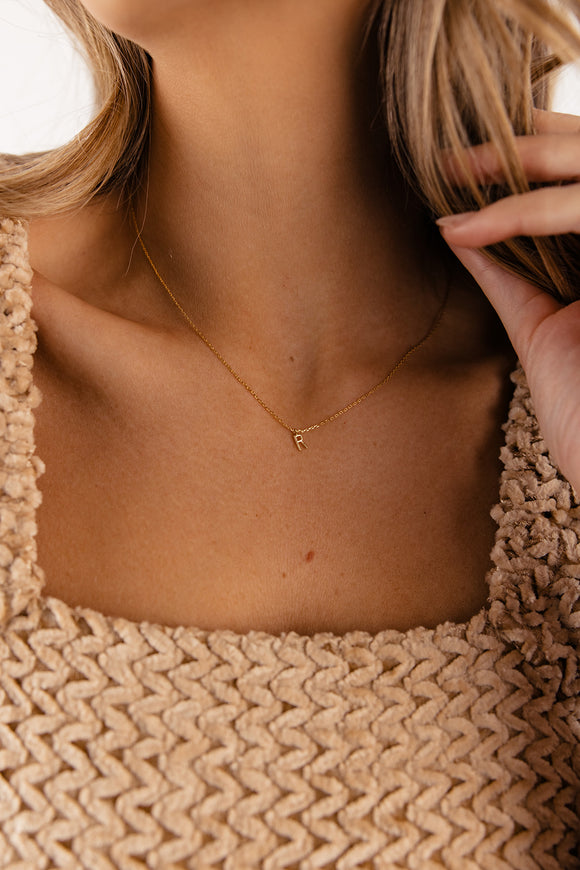 Gold Mini Letter Initial Necklace