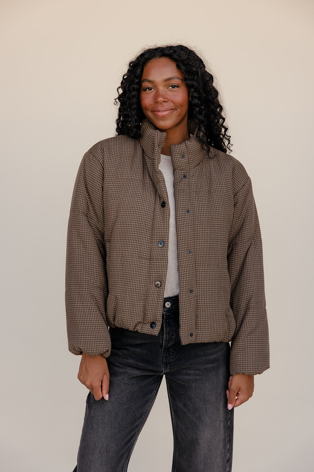 Elmhurst Gingham Puff Coat