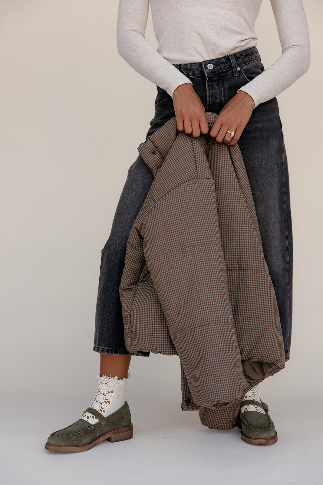 Elmhurst Gingham Puff Coat