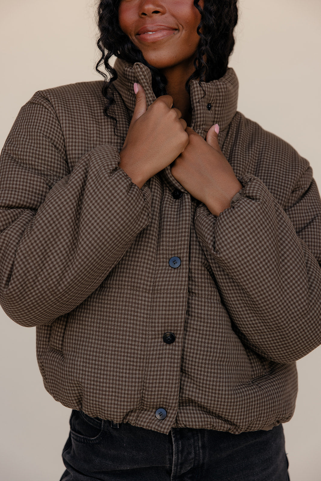 Elmhurst Gingham Puff Coat