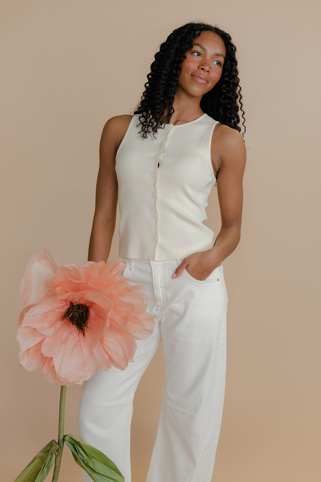 Milk + Sugar Button Tank