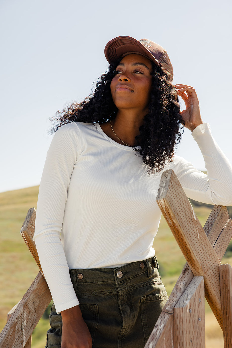 a woman wearing a hat