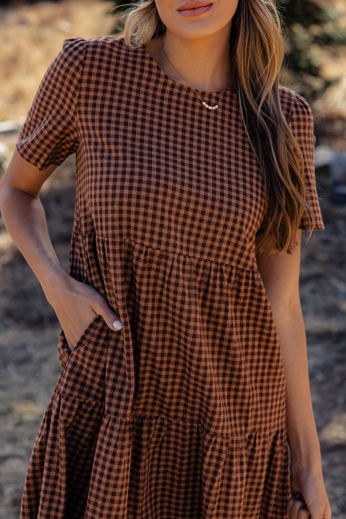 Seen the Rain Gingham Tiered Dress