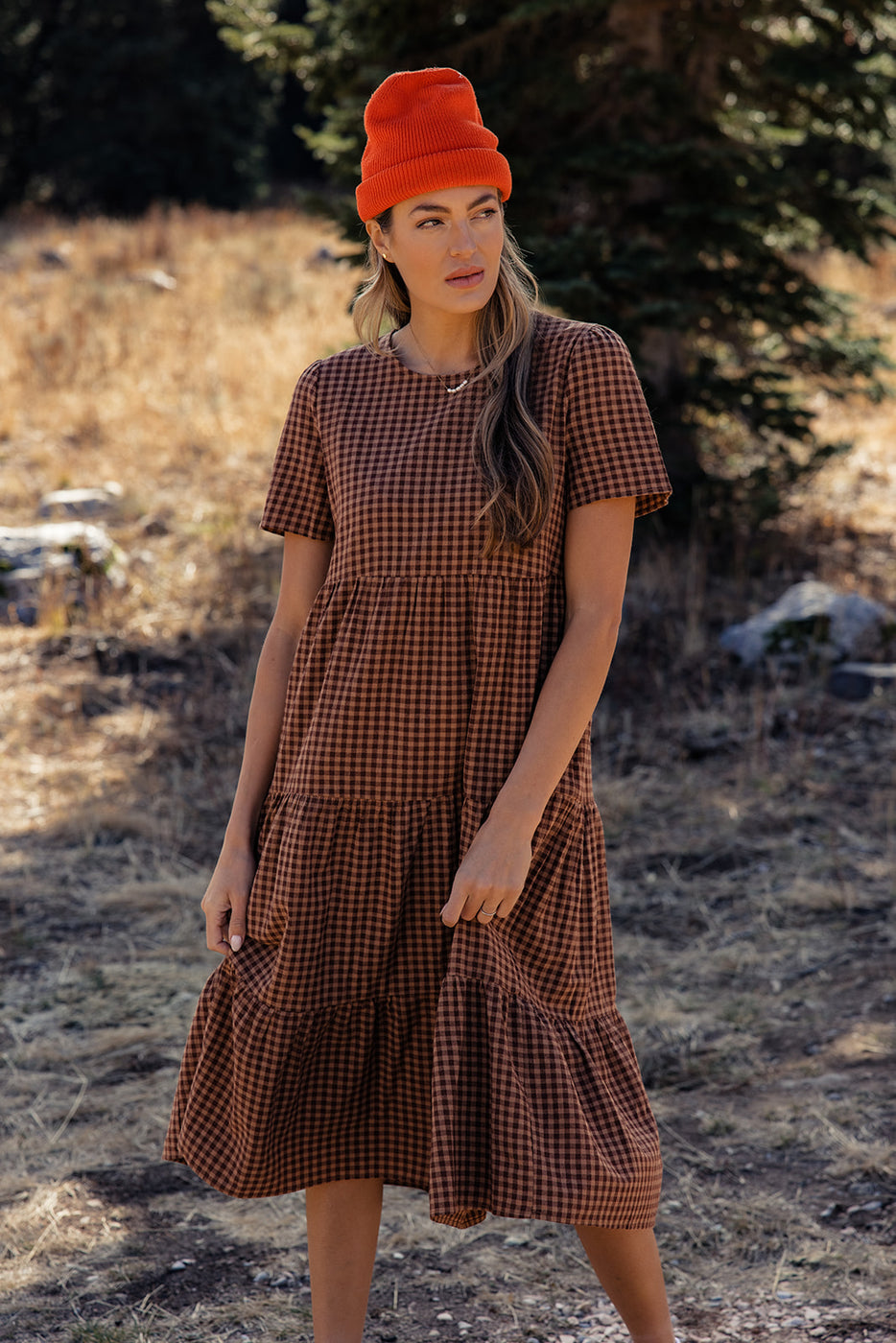 Seen the Rain Gingham Tiered Dress