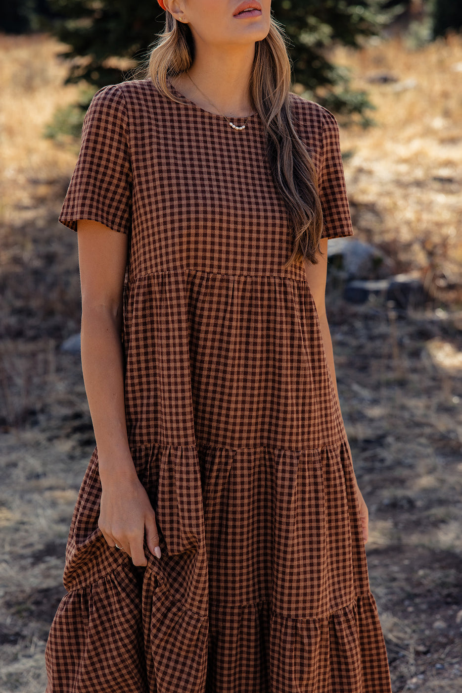 Seen the Rain Gingham Tiered Dress