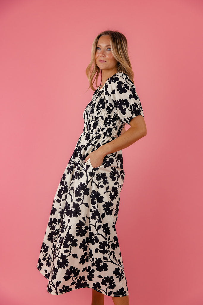 Black of Night Floral Midi