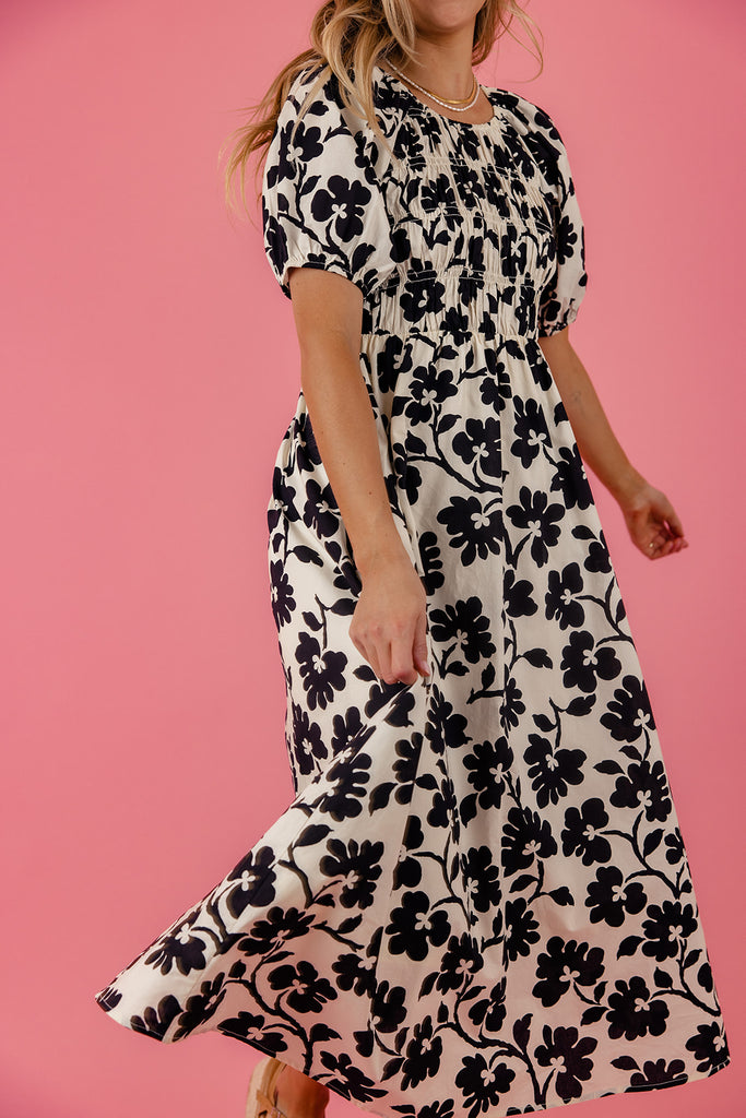 Black of Night Floral Midi