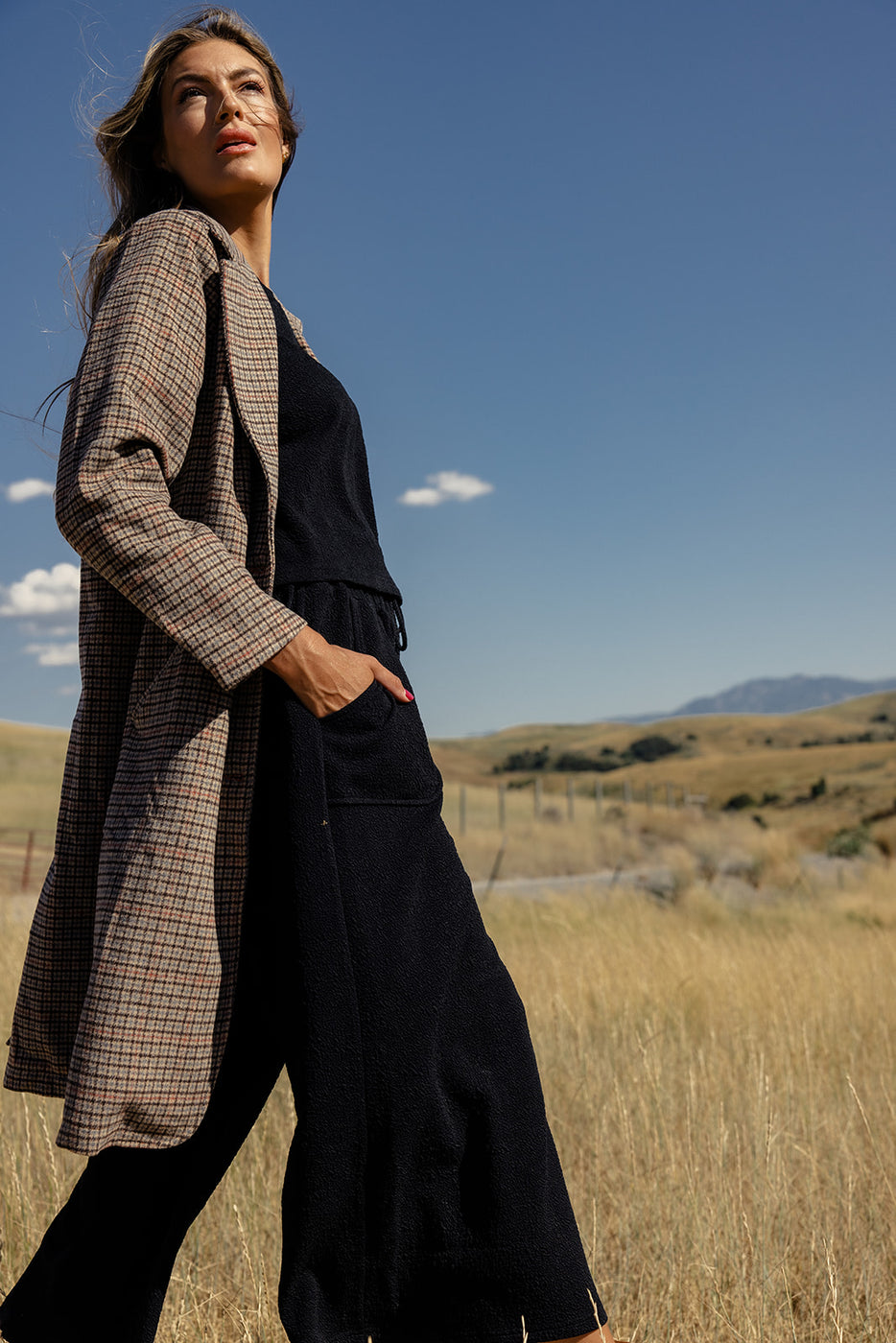 a woman in a field