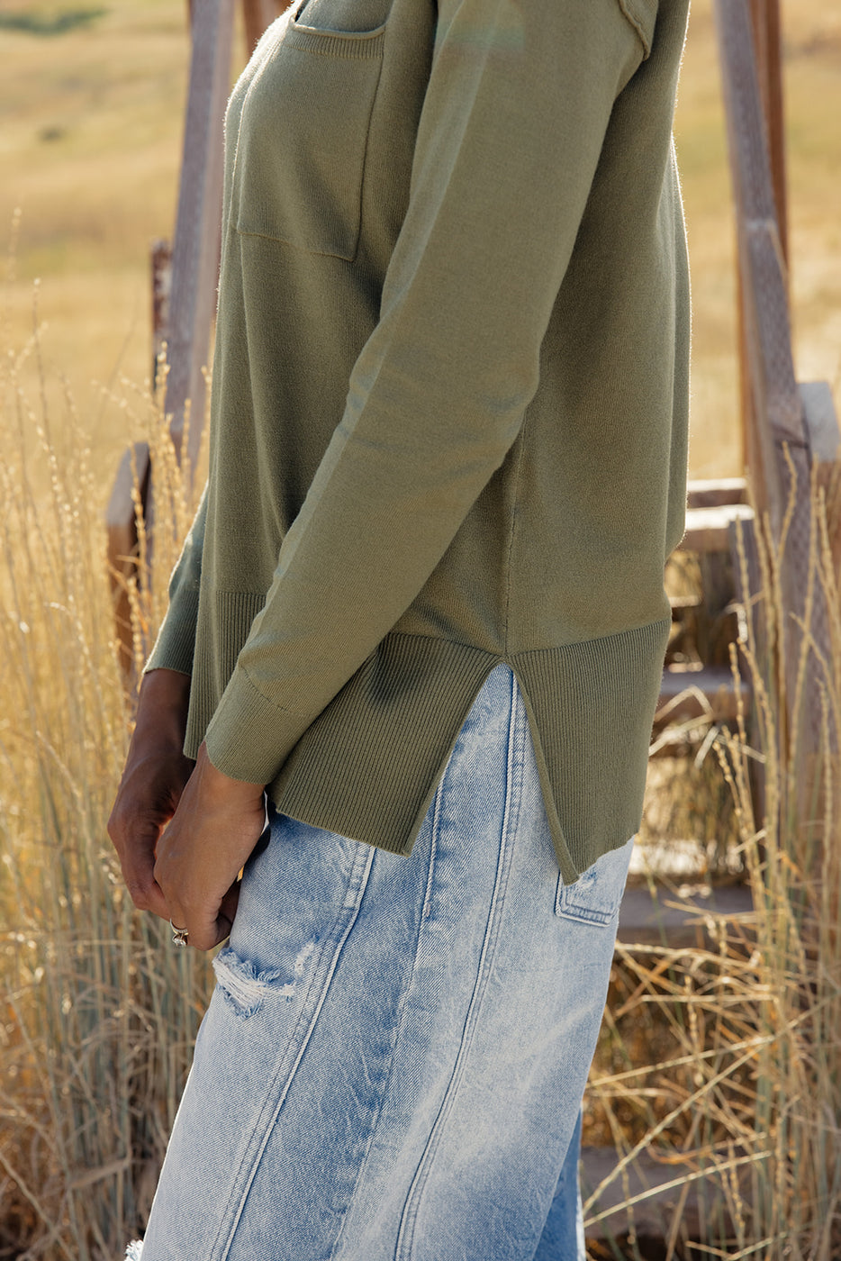 a person wearing a green shirt