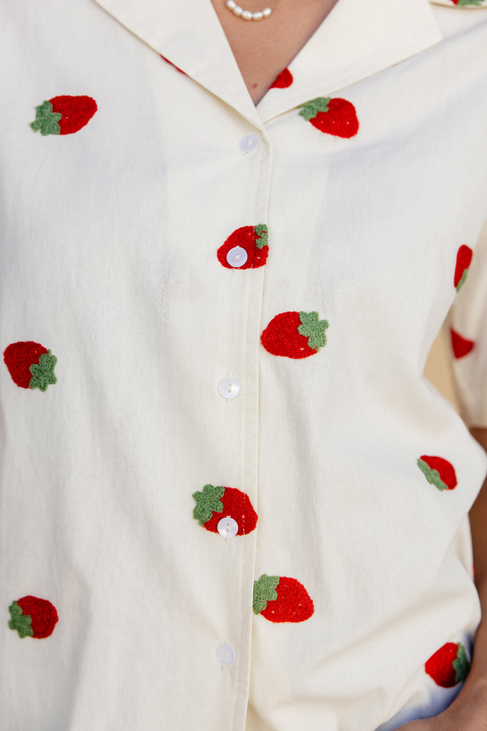 The Strawberry Button Blouse