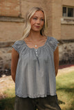 Midnight Gingham Ruffle Blouse