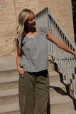 Midnight Gingham Ruffle Blouse