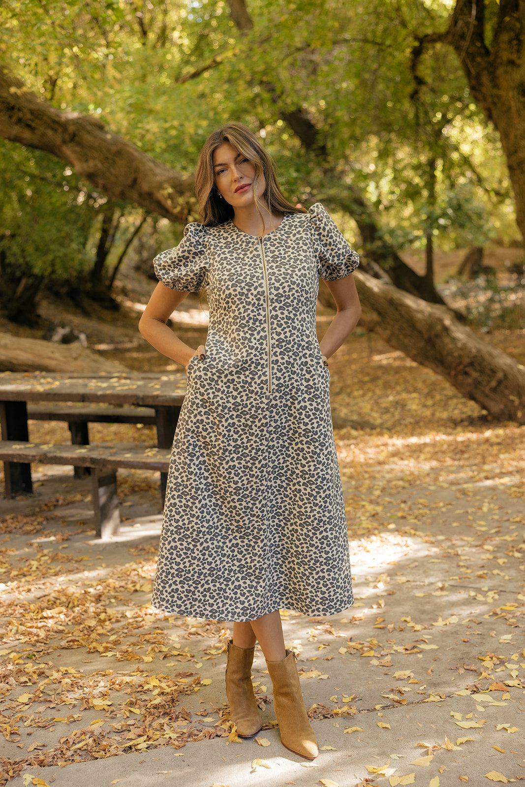 Lydia Leopard Zip Dress