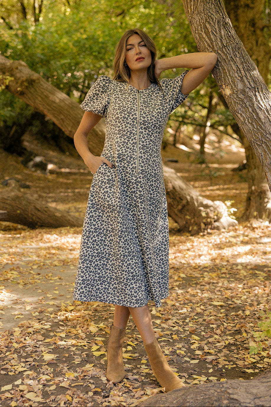 Lydia Leopard Zip Dress