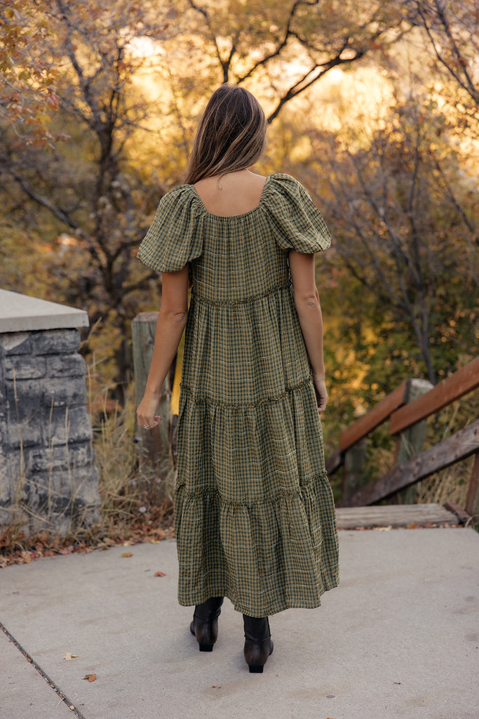 Audie Gingham Tiered Maxi