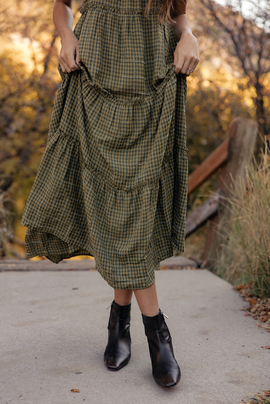 Audie Gingham Tiered Maxi