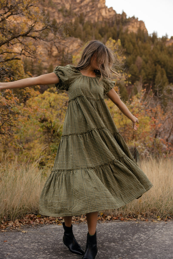 Audie Gingham Tiered Maxi