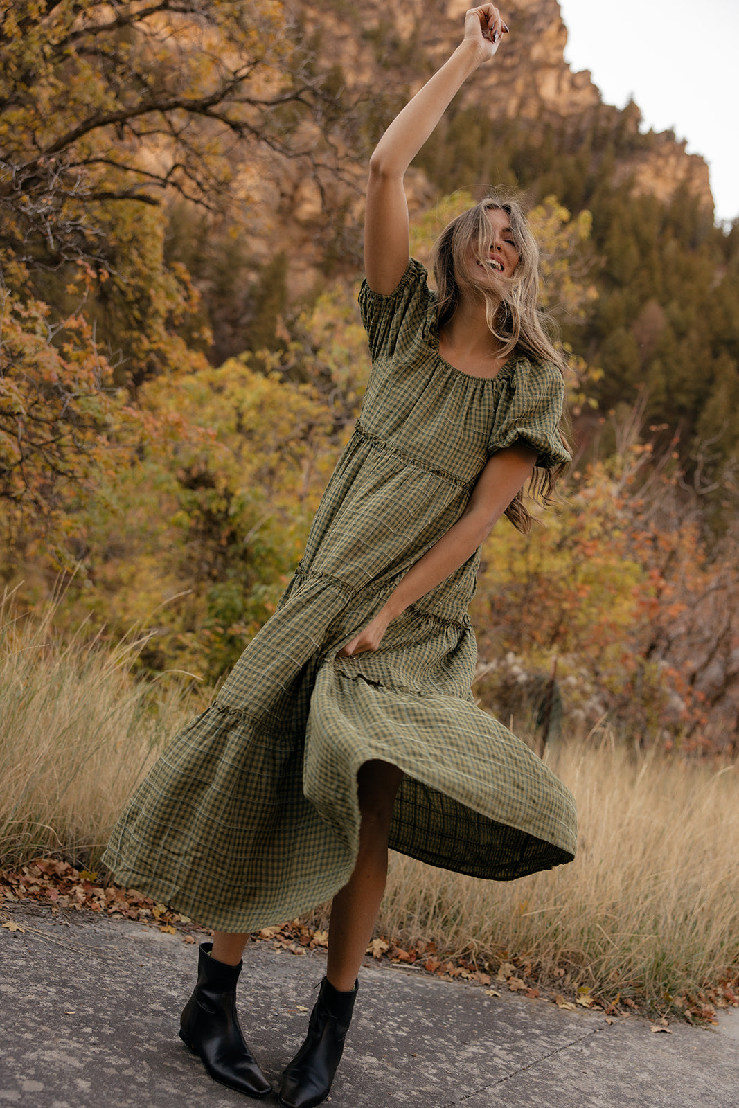 Audie Gingham Tiered Maxi