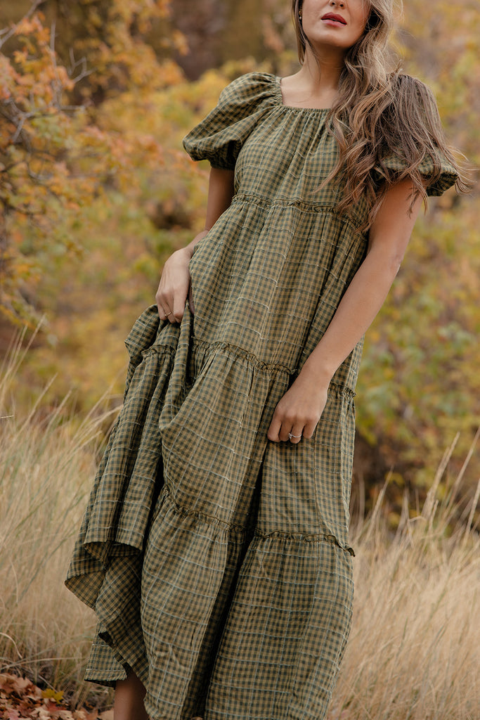 Audie Gingham Tiered Maxi