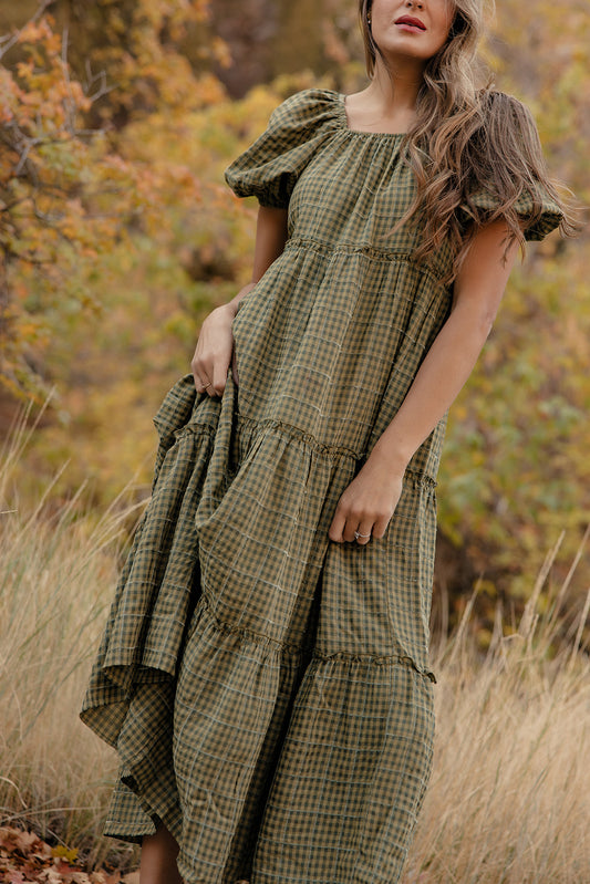 Audie Gingham Tiered Maxi