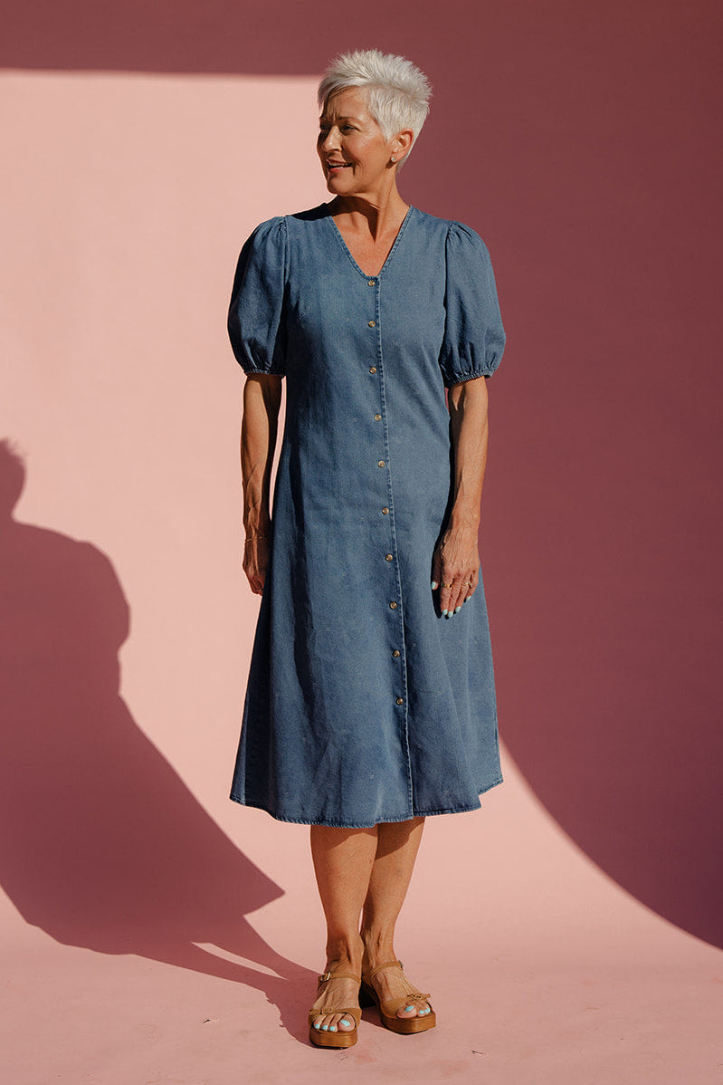 roolee denim dress Downtown Denim Collared Dress