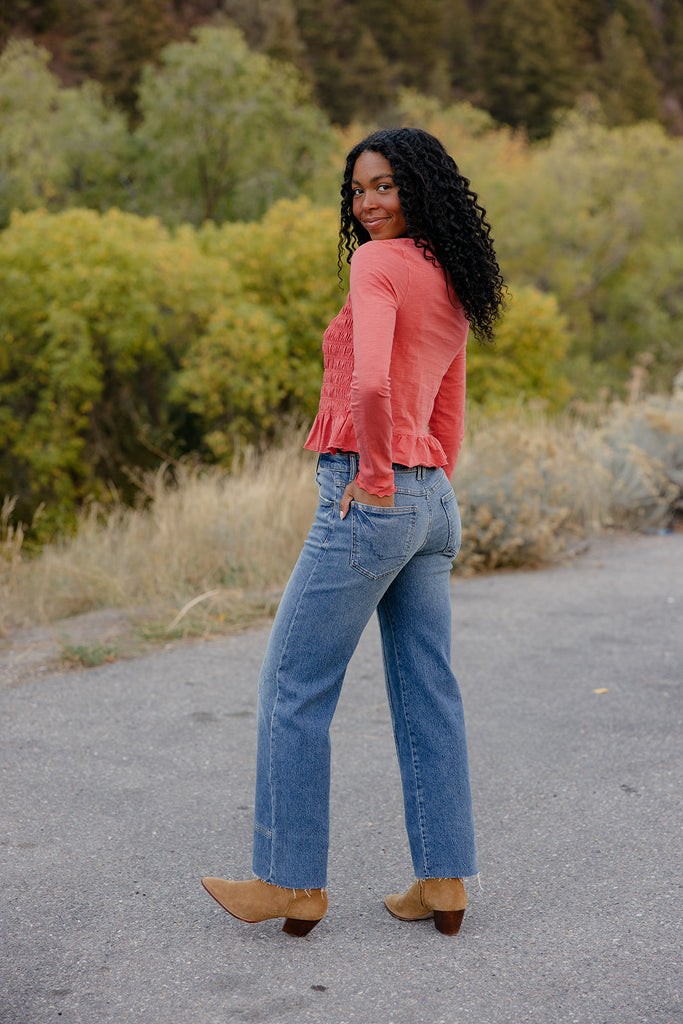 Free People Risk Taker Mid Rise Straight Jeans