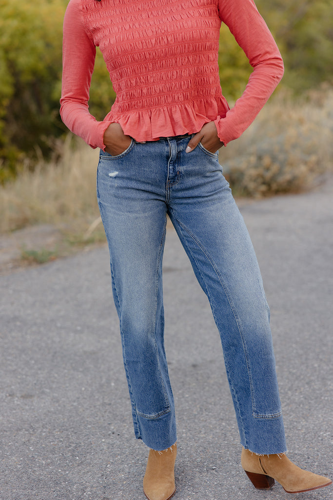 Free People Risk Taker Mid Rise Straight Jeans