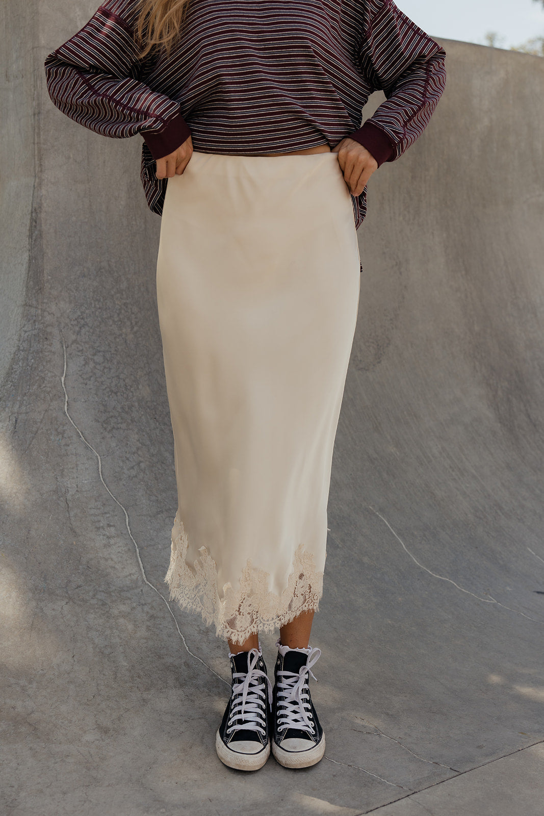 Ivory Romance Satin Skirt