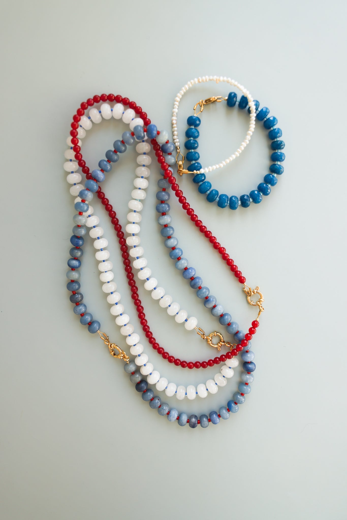 White Jade + Blue Necklace