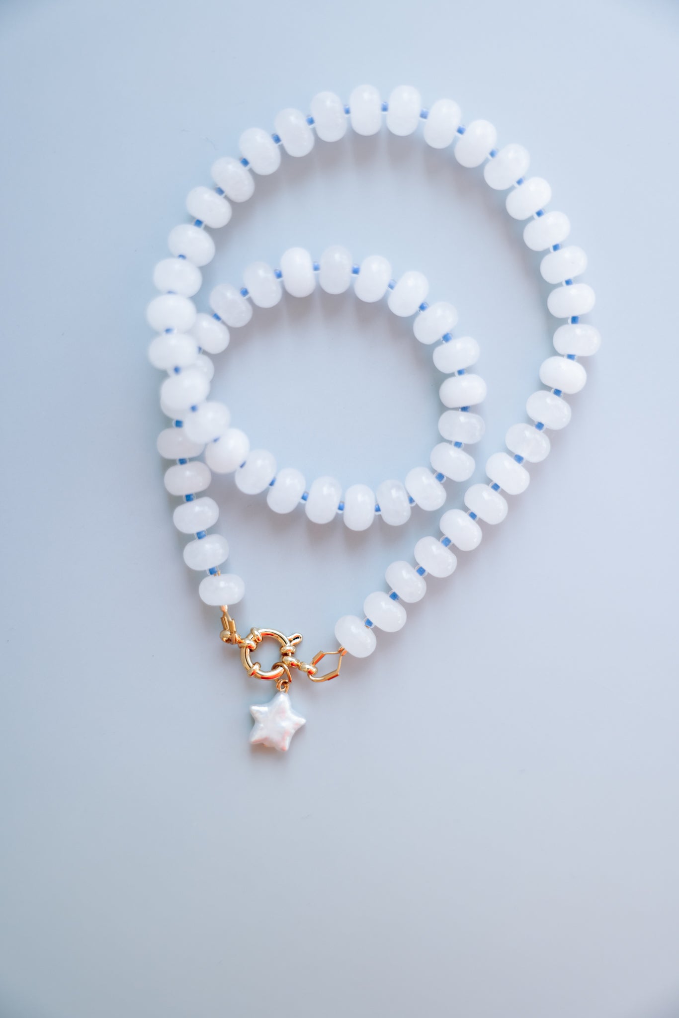 White Jade + Blue Necklace