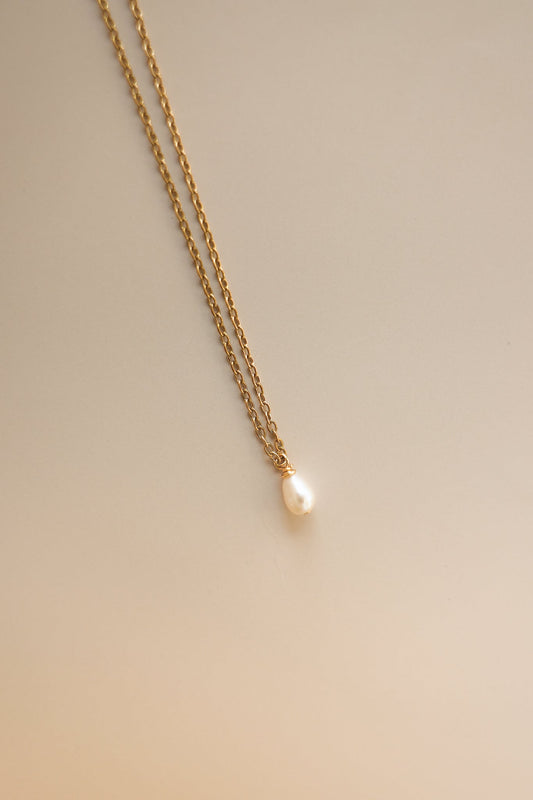 Gold Chain + Tiny Pearl