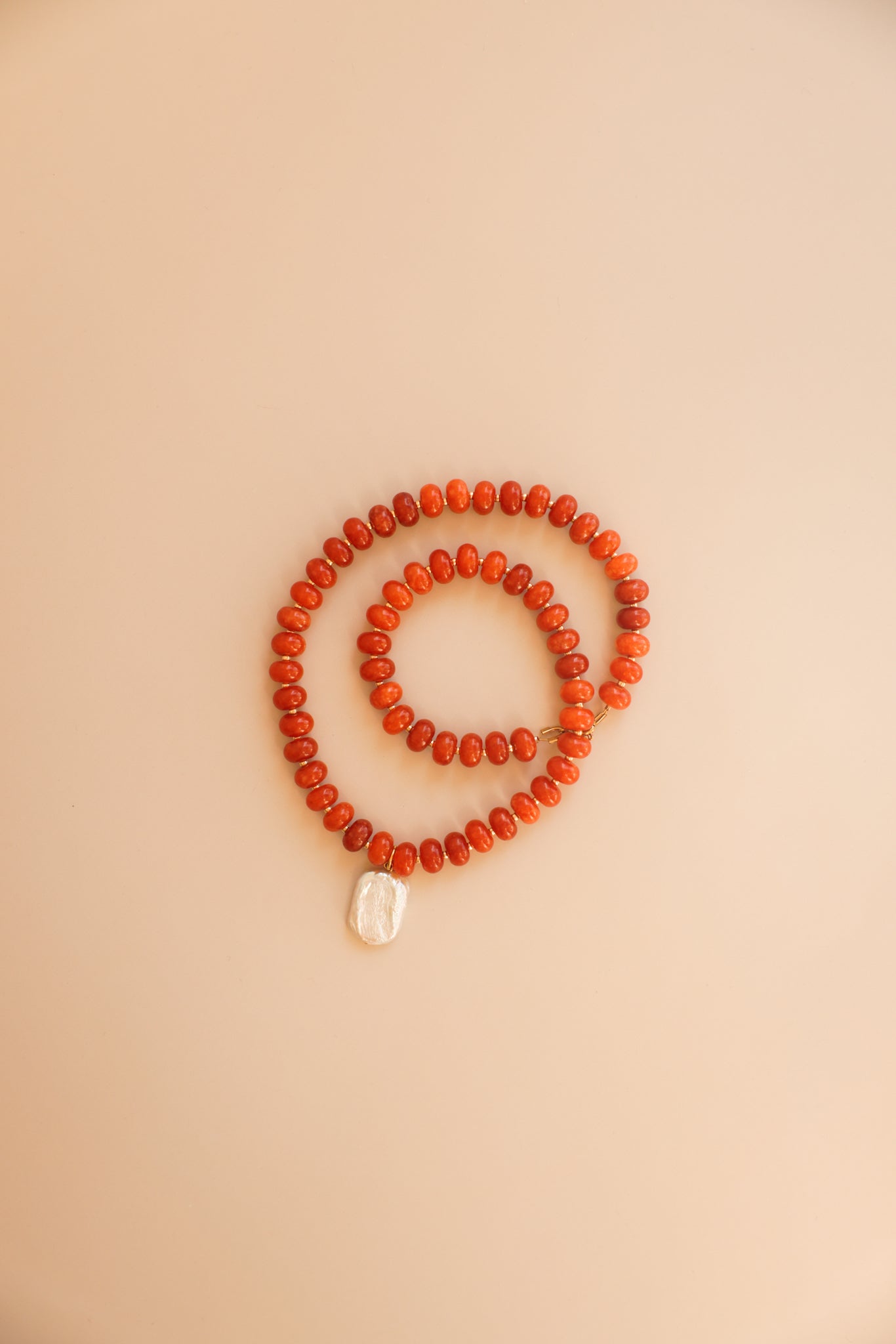 Orange Necklace + Pearl