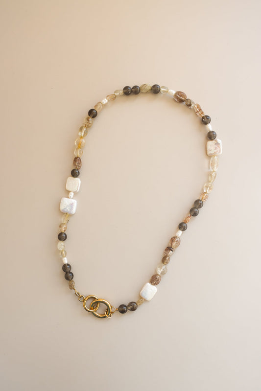 Mixed Quartz + Pearl Necklace