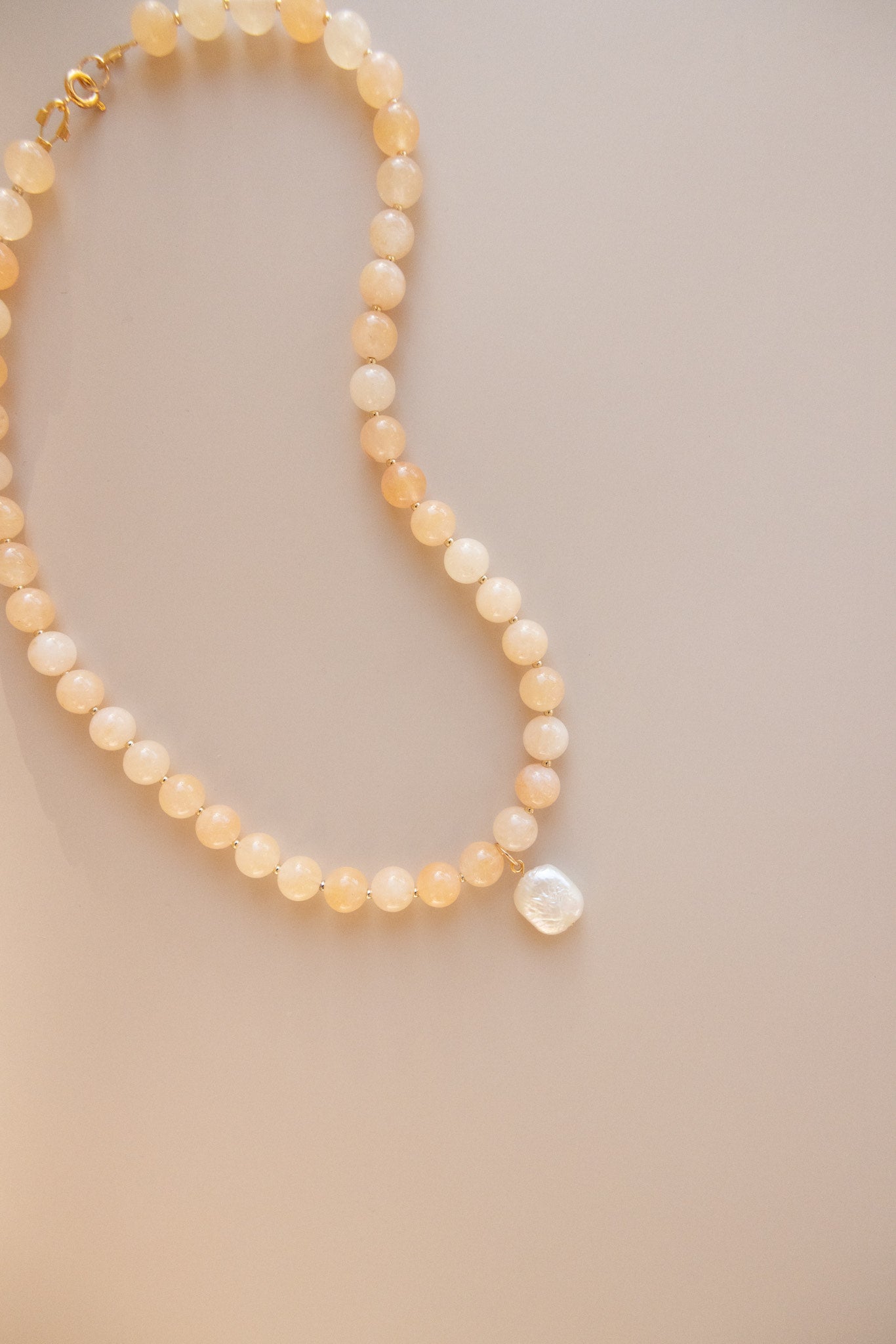 Yellow Calcite + Square Pearl Pendant